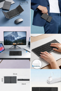 可折叠双模蓝牙2.4G键盘鼠标套件，带Type-C充电接口，适用于平板电脑