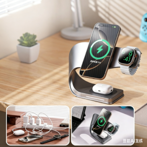 3 in 1 magnetic wireless charging station – fast charging stand for iphone, iwatch & airpods
